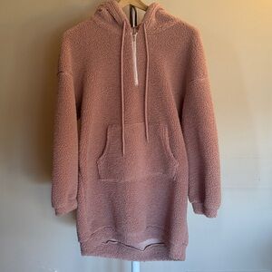 Simplee Apparel Blush Teddy Bear Fleece Long Length Hoodie